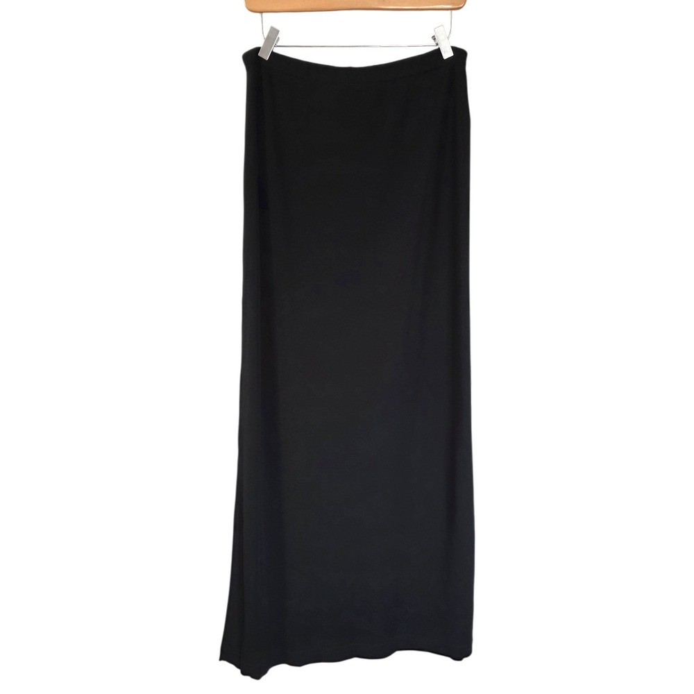 Vintage Joseph Ribkoff Thigh-High Side Slits Maxi Skirt Black Stretchy 14 ILGWU‎